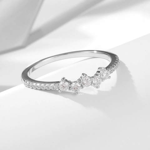 Elegante 925 Sterling Zilveren Ring Voor Vrouwen Micro Pavé Strass Geometrische Golf Vingering Minimalistische Sieraden Cadeau