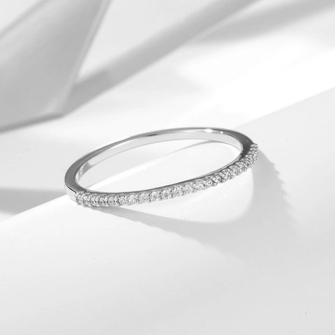 Bague Minimaliste en Argent Sterling 925 pour Femme Micro Pave Strass Bague Étroite Plaqué Or Argent Bijoux Bague