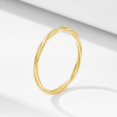 Minimalist 925 Sterling Silver Geometric Entwined Line Ring For Women Fashion Electroplated Plain Finger Ring Jewelry