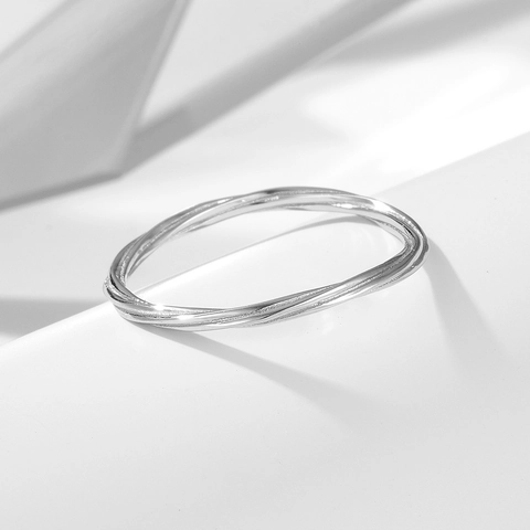 Minimalist 925 Sterling Silver Geometric Entwined Line Ring For Women Fashion Electroplated Plain Finger Ring Jewelry