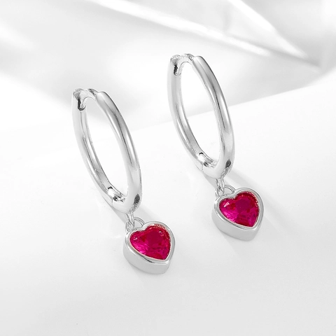 Pendientes de Aro de Plata de Ley 925 con Circonita Corazón Mujer Pendientes Corazón Chapados en Oro Plata Joyería de Moda