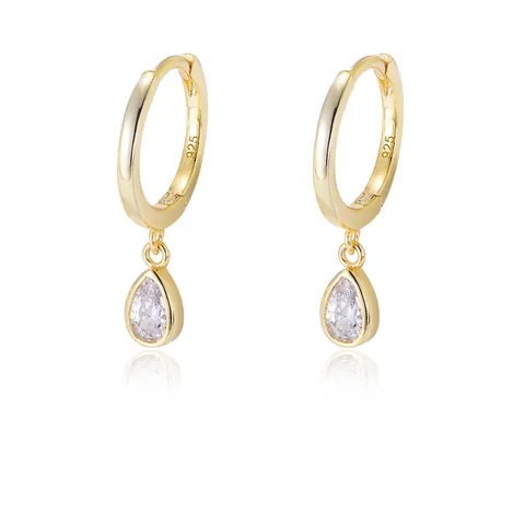 Vintage 925 Sterling Zilveren Traan Zirconia Oorknoppen Voor Dames Vergulde Peer Geslepen Zirconia Hangende Oorbellen