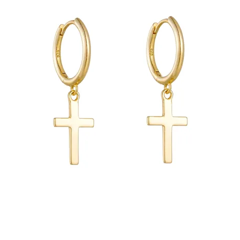 Orecchini a Cerchio con Croce in Argento Sterling 925 da Donna Orecchini Pendenti Hip Hop Placcati in Oro e Argento Gioielli di Moda