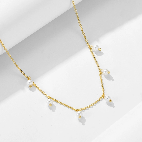 Collar de Plata de Ley 925 con Perla Artificial para Mujer Elegante Minimalista Cadena de Clavícula Joyería Oro Plata Accesorios