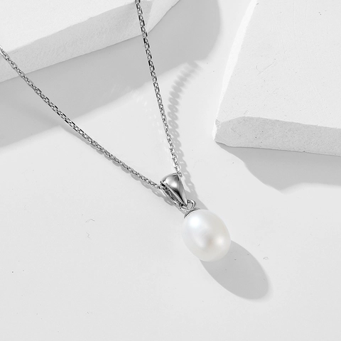 925 Sterling Zilver Zoetwaterparel Ketting Voor Vrouwen Elegant Strass Waterdruppel Hanger Sleutelbeen Sieraden Cadeau
