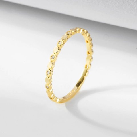 Anello a Cerchio in Argento Sterling 925 con Perline per Donna Minimalista Intarsiato con Zirconia Placcato Oro Argento Anello Impilabile Gioielli Regalo