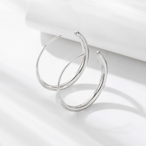 925 Sterling Silver Geometric C-Shaped Hoop Earrings For Women Minimalist Fashion Gold Silver Plated Rhinestone Hip Hop Ear Jewelry