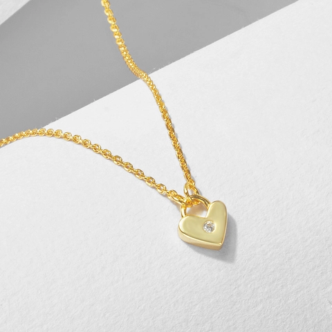 Minimalistische 925 Sterlingsilber Herz Anhänger Halskette Strass Eingelegt Gold Silber Plattiert Kette Schmuck Damen