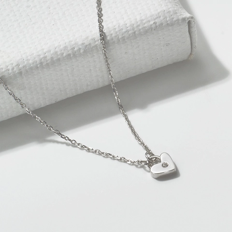 Minimalistische 925 Sterlingsilber Herz Anhänger Halskette Strass Eingelegt Gold Silber Plattiert Kette Schmuck Damen