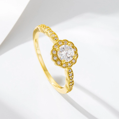 Anillo Halo de Plata de Ley 925 para Mujer Galvanizado Oro Plata Circonia Incrustada Boda Compromiso Joyería Anillo de Dedo
