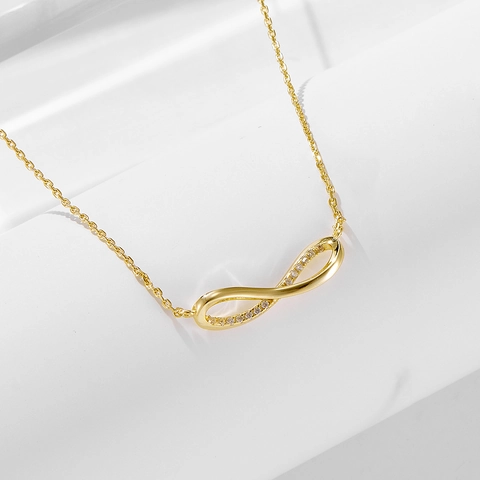 925 Sterling Silver Mobius Ring Pendant Necklace Infinity Symbol Design Inlaid Rhinestone Clavicle Chain For Women Jewelry