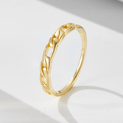 Anello a Catena in Argento Sterling 925 per Donna Anello a Fascia Cubana Traforata Minimalista Gioielli alla Moda Regalo