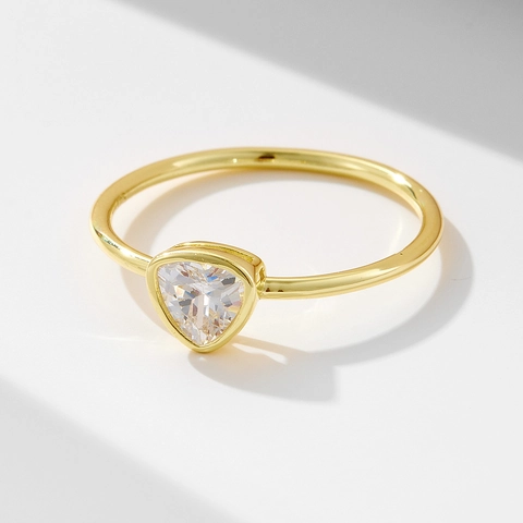925 Sterlingsilber Dreieck Strass Ring Geometrisch Minimalistisch Gold Silber Plattiert Fingerring Schmuck Für Damen