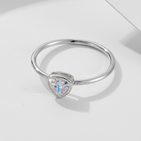 925 Sterlingsilber Dreieck Strass Ring Geometrisch Minimalistisch Gold Silber Plattiert Fingerring Schmuck Für Damen