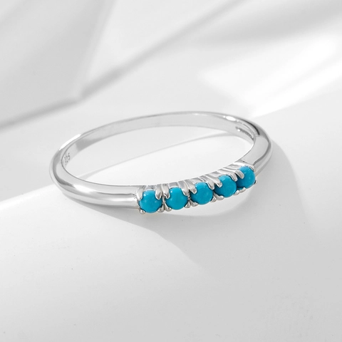 Minimalistischer 925 Sterlingsilber Türkis Ring Für Damen Gold Silber Plattiert Geometrische Runde Perle Eingelegt Einfacher Fingerring Schmuck