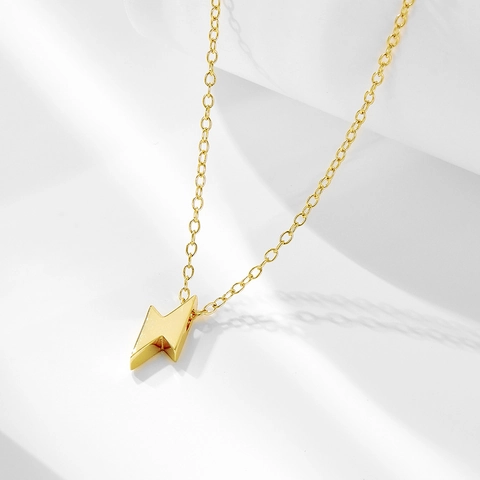 Minimalist 925 Sterling Silver Lightning Bolt Pendant Necklace For Women Dainty Rhinestone Inlaid Clavicle Chain Jewelry