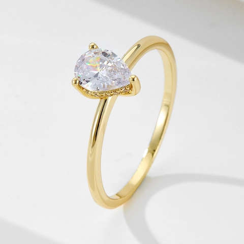 Luxus 925 Sterlingsilber Birne Schnitt Zirkonia Ring Elegant Teardrop Verlobung Hochzeit Fingerring Für Damen Schmuck