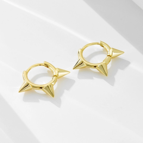 Pendientes de Aro Con Punta de Plata de Ley 925 para Mujer Estilo Punk Rock Personalizado Diseño Geométrico Regalo