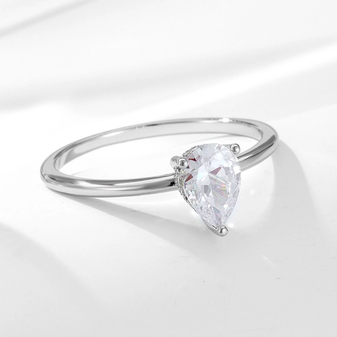 Luxus 925 Sterlingsilber Birne Schnitt Zirkonia Ring Elegant Teardrop Verlobung Hochzeit Fingerring Für Damen Schmuck