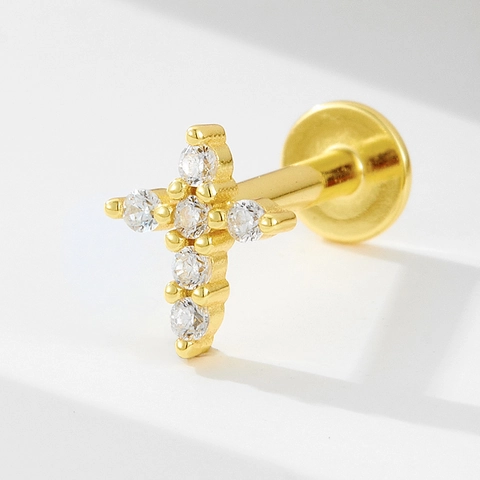 925 Sterling Silver Geometric Labret Stud Earrings For Women With Artificial Opal Rhinestone Inlaid Piercing Jewelry