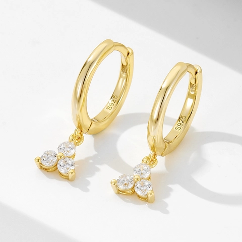 Pendientes de Aro Geométricos de Plata de Ley S925 Con Diamantes de Imitación Para Mujer Pendientes Colgantes Minimalistas Joyería de Moda