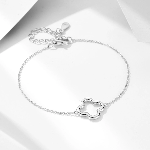925 Sterling Zilver Minimalistische Holle Klaver Armband Voor Vrouwen Verstelbare Verfijnde Schakelketting Armband Elegant Cadeau
