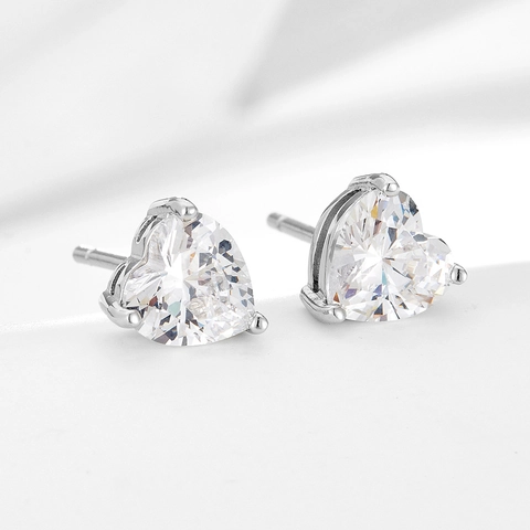 Orecchini a Lobo a Cuore in Argento Sterling 925 per Donna Gioielli Leggeri da Pendolare con Intarsio in Pietra CZ Scintillante
