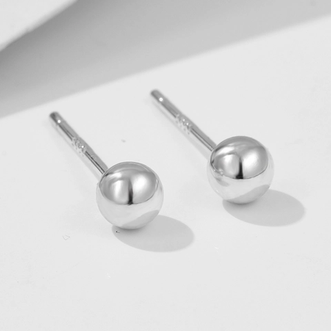 925 Sterlingsilber Kleine Runde Perle Ohrstecker Für Damen Minimalistische Glatte Winzige Kugel Ohrringe Hypoallergener Schmuck