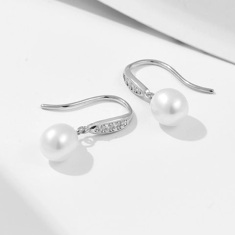 Orecchini Pendenti con Perla d'Acqua Dolce Perno in Argento Sterling 925 Vintage Lusso Strass Gioielli Donna Regalo