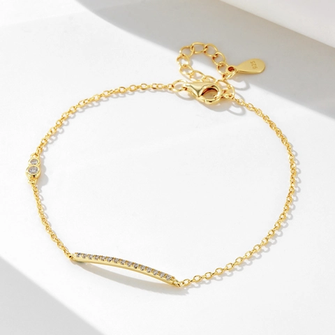925 Sterlingsilber Minimalistisch Arc Bar Strass Armband Für Damen Luxus Gold Silber Plattiert Kette Schmuck Geschenk