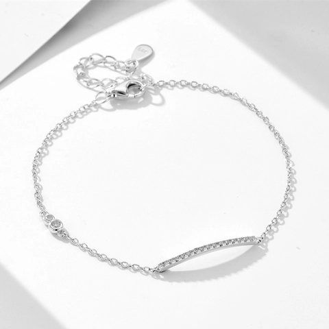 925 Sterlingsilber Minimalistisch Arc Bar Strass Armband Für Damen Luxus Gold Silber Plattiert Kette Schmuck Geschenk