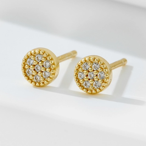 925 Sterlingsilber Mini Runde Ohrstecker Für Damen Einfach Eingelegt Strass Gold Silber Farbe Geometrisch Täglich Schmuck Geschenk