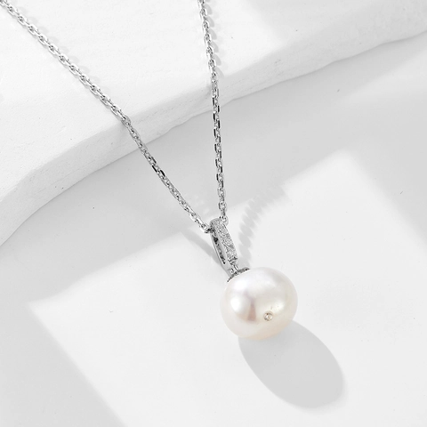 Collar de Pendiente de Perla de Agua Dulce de Plata de Ley 925 para Mujer Elegante Collar de Cadena de Clavícula Joyería