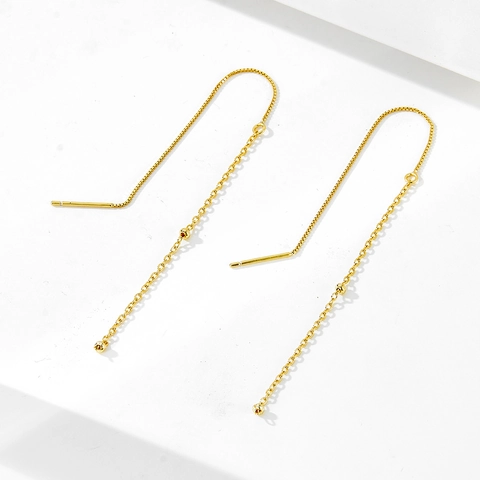 S925 Sterlingsilber Lange Quaste Ohrfaden Ohrringe Für Damen Minimalistische Perlenkette Hängende Ohrlinie Gold Silber Schmuck