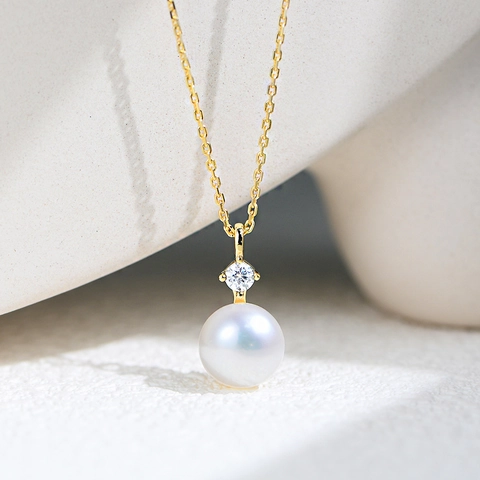 Collana con Ciondolo in Argento Sterling 925 Perla Naturale Strass per Donna Elegante Stile Occidentale Placcato Oro Argento Gioielli