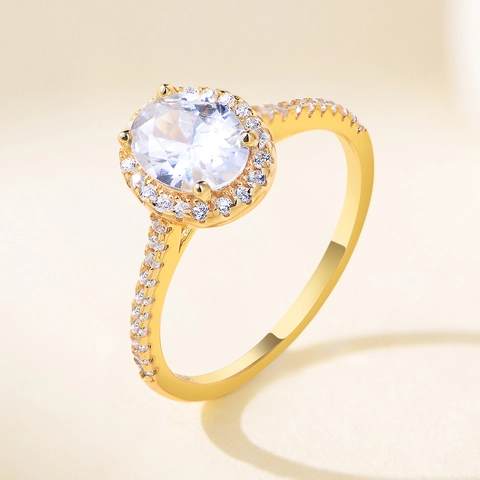 925 Sterlingsilber Ovaler Zirkonia Ring Eleganter Halo Verlobungsschmuck Für Damen Strass Akzente Hochzeit Fingerring