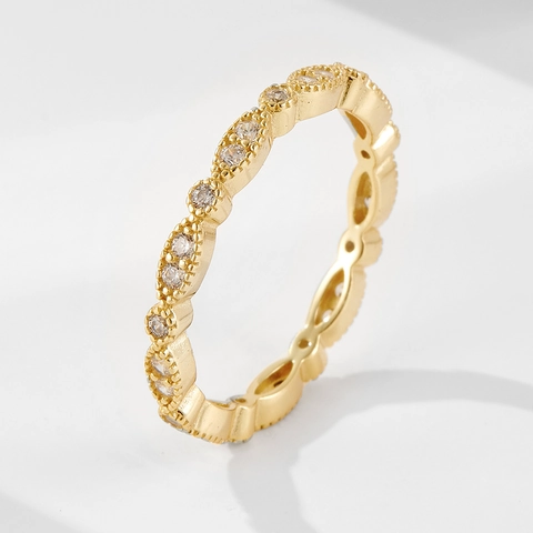 S925 Sterling Silver Gold Plated Stackable Triple Band Ring For Women Elegant Rhinestone Marquise Geometric Jewelry Gift