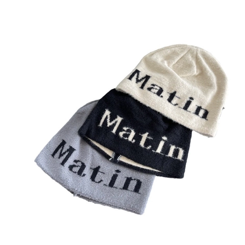 Bonnet en Tricot pour Femmes Avec Imprimé Lettres Hiver Chaud Polyester Slouchy Beanie Minimaliste Streetwear Mode Coiffe