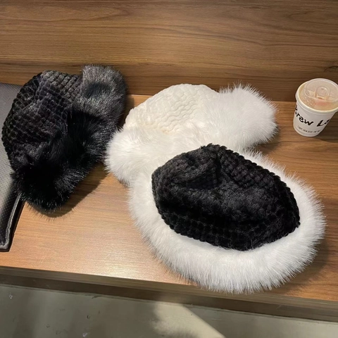 Cappello a Secchiello in Maglia di Pelliccia Sintetica da Donna Invernale Spesso Caldo Peluche Cappello da Pescatore Antivento Morbido Berretto Accessorio Moda Autunnale
