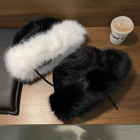 Cappello a Secchiello in Maglia di Pelliccia Sintetica da Donna Invernale Spesso Caldo Peluche Cappello da Pescatore Antivento Morbido Berretto Accessorio Moda Autunnale