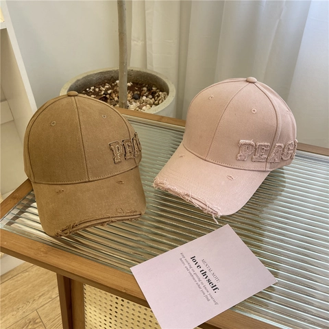 Distressed Acrylic Baseball Cap Peace Letter Embroidery Vintage Adjustable Streetwear Fashion Hat For Women Men Outdoor