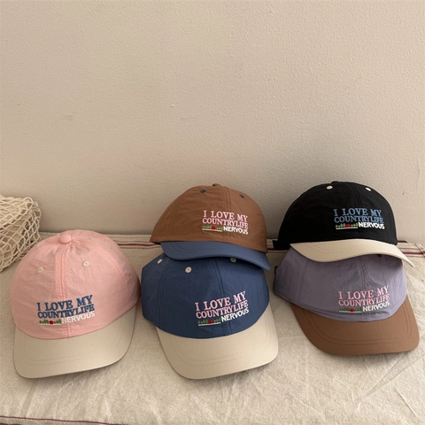 Japanese Vintage Contrast Color Acrylic Baseball Cap Breathable Embroidery Sun Protection Outdoor Sport Adjustable Sun Hat