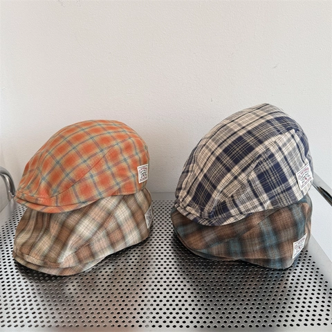 Retro Geruite Platte Pet Vrouwen Zomer Dunne Newsboy Hoed Britse Stijl Casual Patch Zonwering Verstelbaar Schilderspet