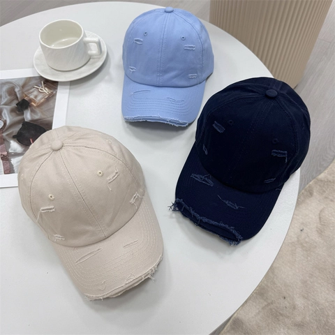 Casquette de Baseball Vintage Usée Hommes Femmes Style Déchiré Couronne Souple Bord Incurvé Chapeau Soleil Rétro Hip Hop