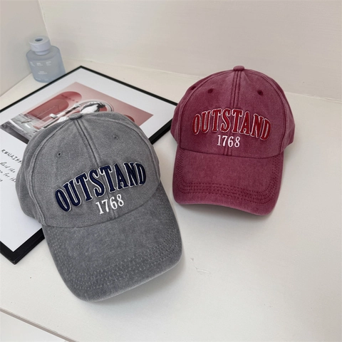 American Retro Washed Acrylic Baseball Cap For Women Adjustable Large Head Size Vintage Letter Embroidery Sun Hat
