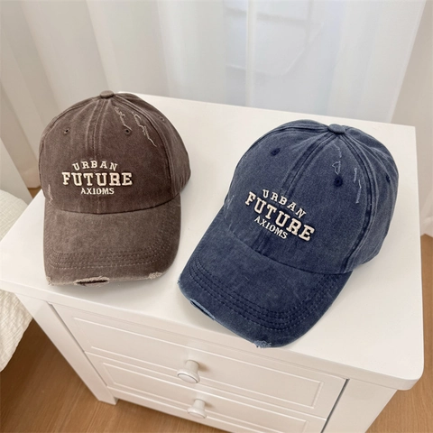 Vintage Gewassen Acryl Distressed Honkbalpet Urban Future Letter Geborduurd Verstelbare Dad Hat Voor Heren Dames Casual Outdoor Zonnehoed