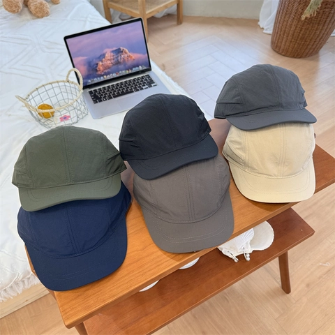 Vintage Quick Dry Short Brim Five-Panel Baseball Cap For Men Women Minimalist Streetwear Sunshade Breathable Camper Hat