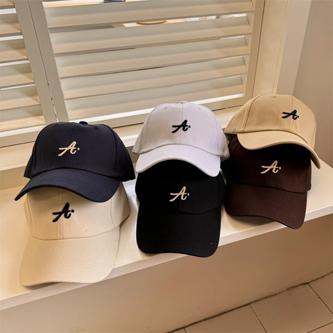 Gorra de Béisbol de Algodón Bordado Casual para Hombre Patrón de Letra A Sombrero de Sol Ajustable para Viajes al Aire Libre
