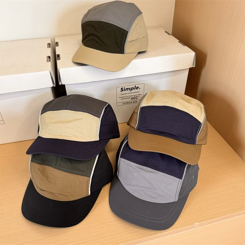 Cappellino a Cinque Pannelli American Retro Impermeabile Asciugatura Rapida Blocchi di Colore Outdoor Baseball Cap per Uomo Donna Regolabile Sport Cappello da Sole