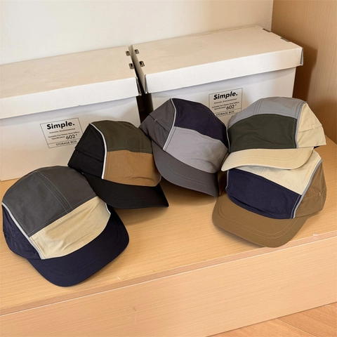 Cappellino a Cinque Pannelli American Retro Impermeabile Asciugatura Rapida Blocchi di Colore Outdoor Baseball Cap per Uomo Donna Regolabile Sport Cappello da Sole